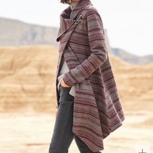 Striped Garnet Hill Asymmetrical Boiled Wool Jacket/Coat size 8